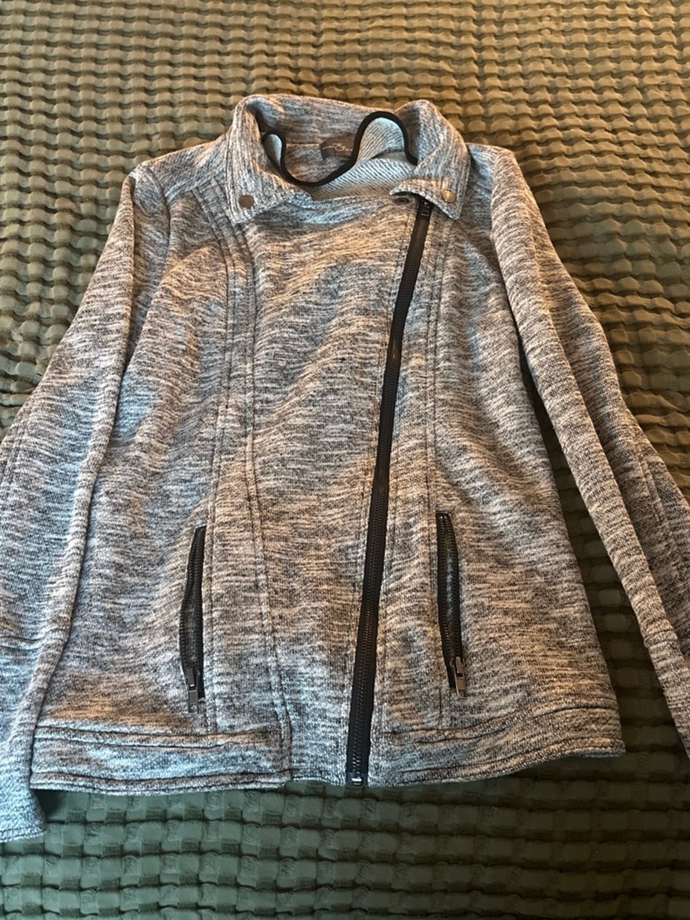 Market & Spruce Heather Gray Asymmetrical Zip Bomber Jacket